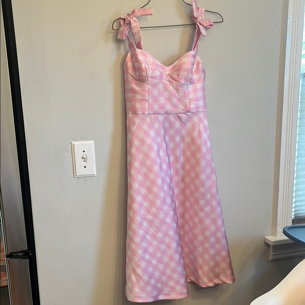 Cynthia Rowley pink and white gingham bustier size 6 dress